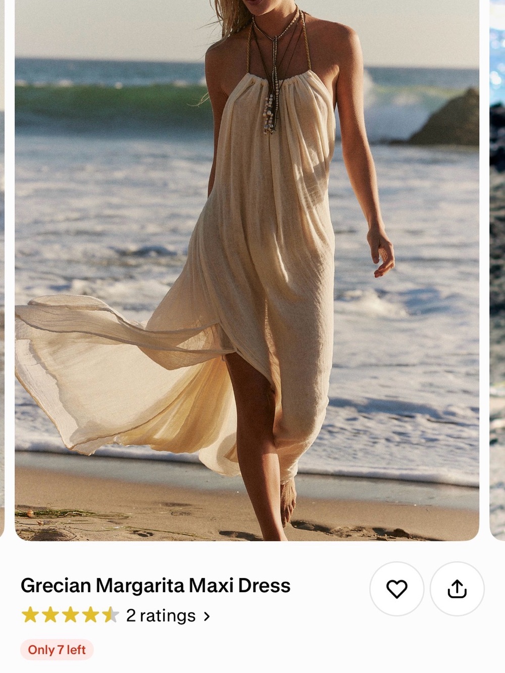 Jen's Pirate Booty Cream Grecian Halter Maxi Dress